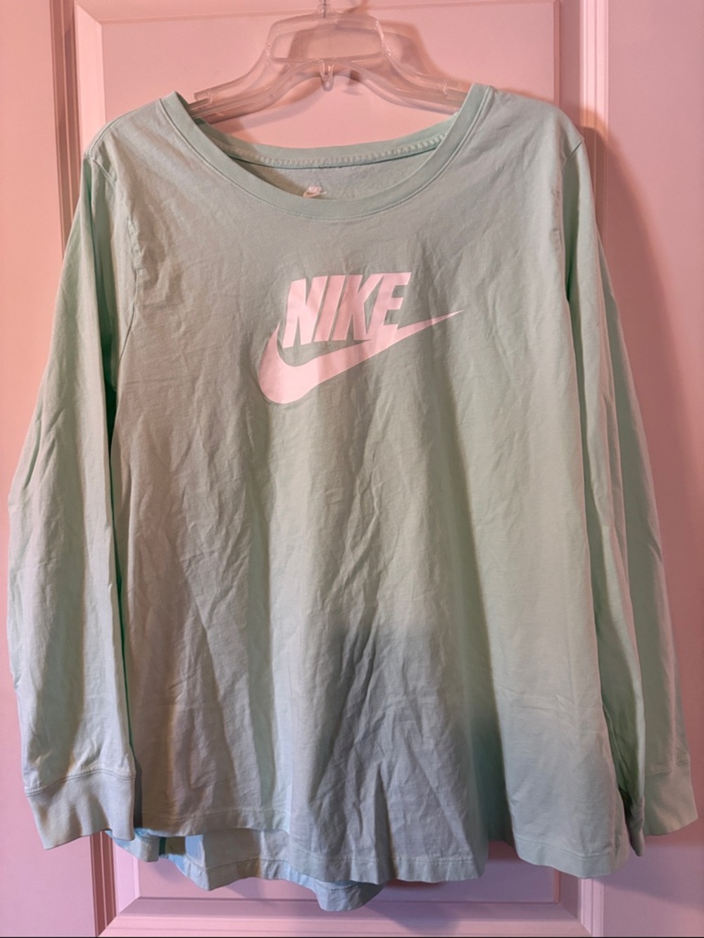Nike Mint Green Long Sleeve Logo Shirt Womens 1X
